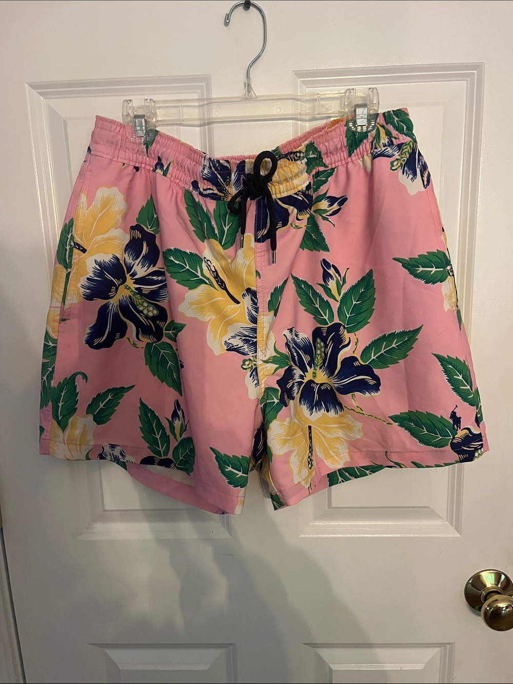 Pink Floral Ralph Lauren men's  Seim trunks with Drawstring